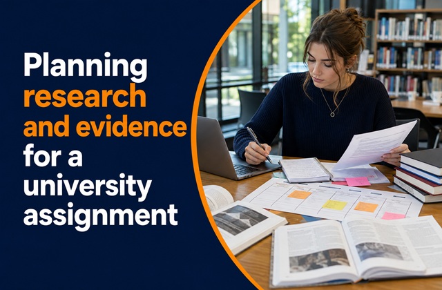 Planning research and evidence for a university assignment