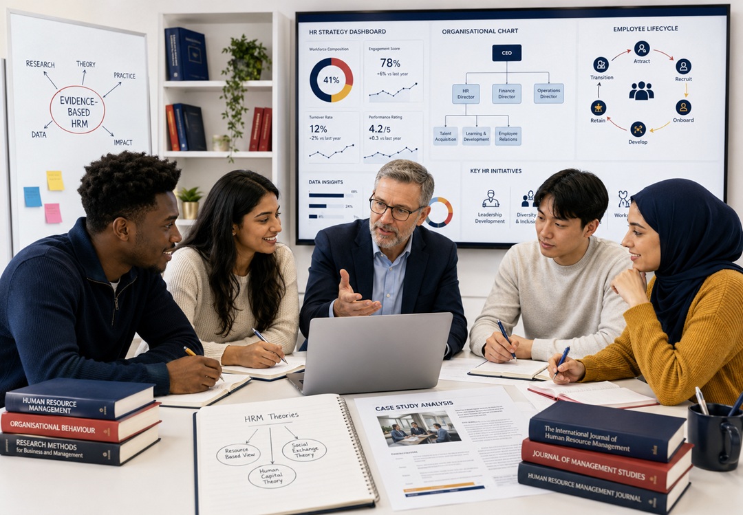 Online HR tutor supporting a UK university student