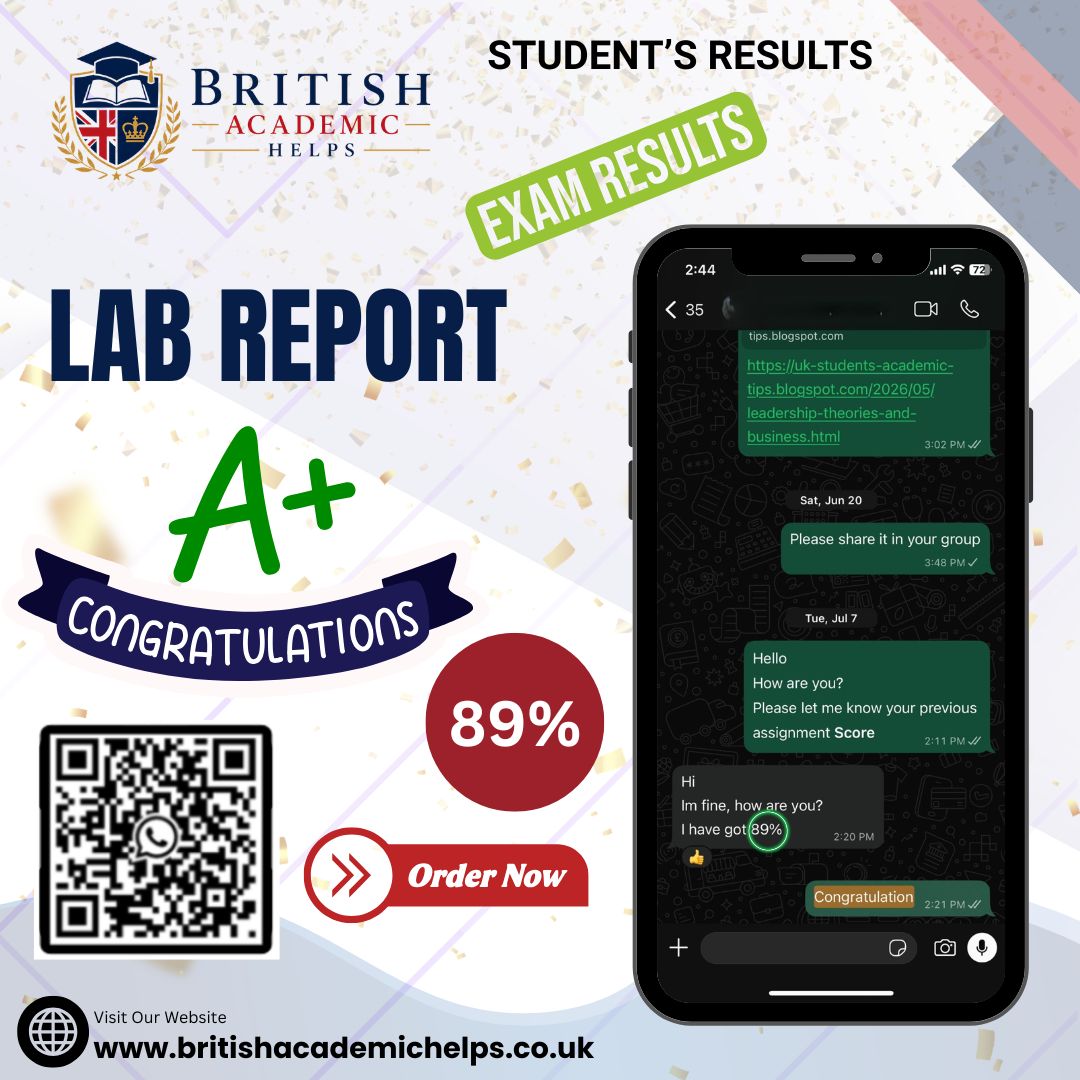 Laboratory report coursework result showing 89 percent